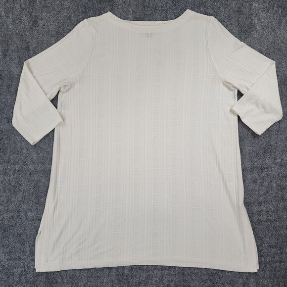 J Jill Top Womens Large Ivory Wearever Collection Tunic Stretch Textured Knit - Picture 1 of 13